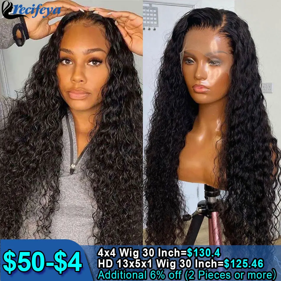 Water Wave Lace Front Wigs Human Hair 13x4 Transparent Lace Front Wigs for Black Women Deep Curly Human Hair Lace Front Wigs