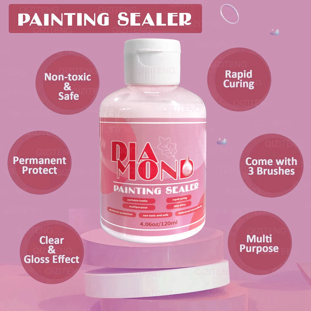 120ML Diamond Painting Sealer Art Glue Permanent Hold Shine Effect   Diamond Embroidery Mosaic Puzzle Glue Tool