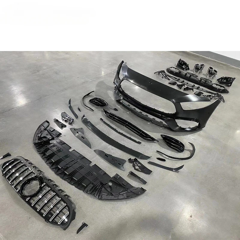 

A CLASS W177 To A45 A style body kit fit for 2019-2021y front bumper grille rear diffuser and exhaust tips modified kit