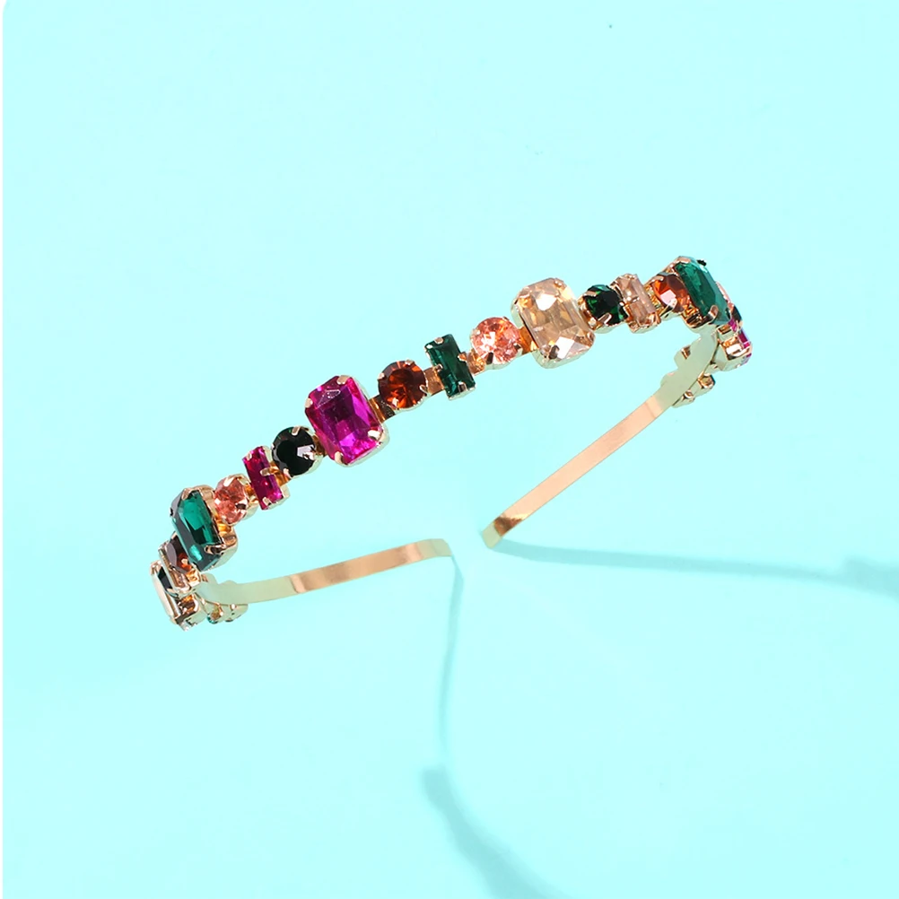 

Glass Rhinestone Hair Hoop Stylish Alloy Headband For Women Girls Durable Fashion Colorful Design Party Daily Wear Perfect Gift