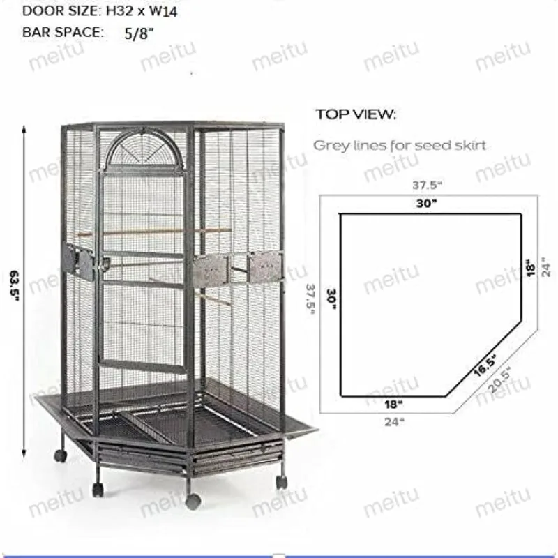 Parrot Escape Jumbo Corner Bird Cage Aviary (Small)