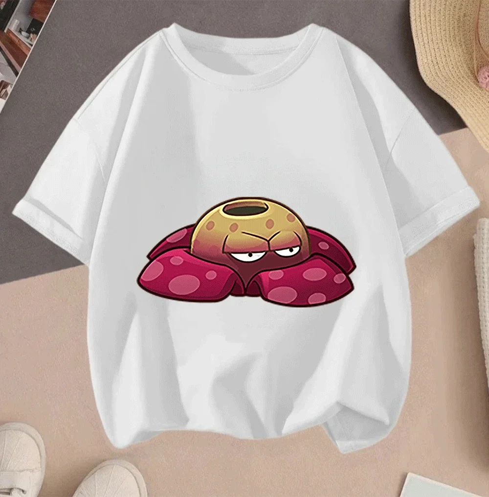 

2D Print Hot Sale 2026 Plants Vs Zombies Casual Summer Short Sleeve Tee For Kids Teenagers Boys Girls Cartoon