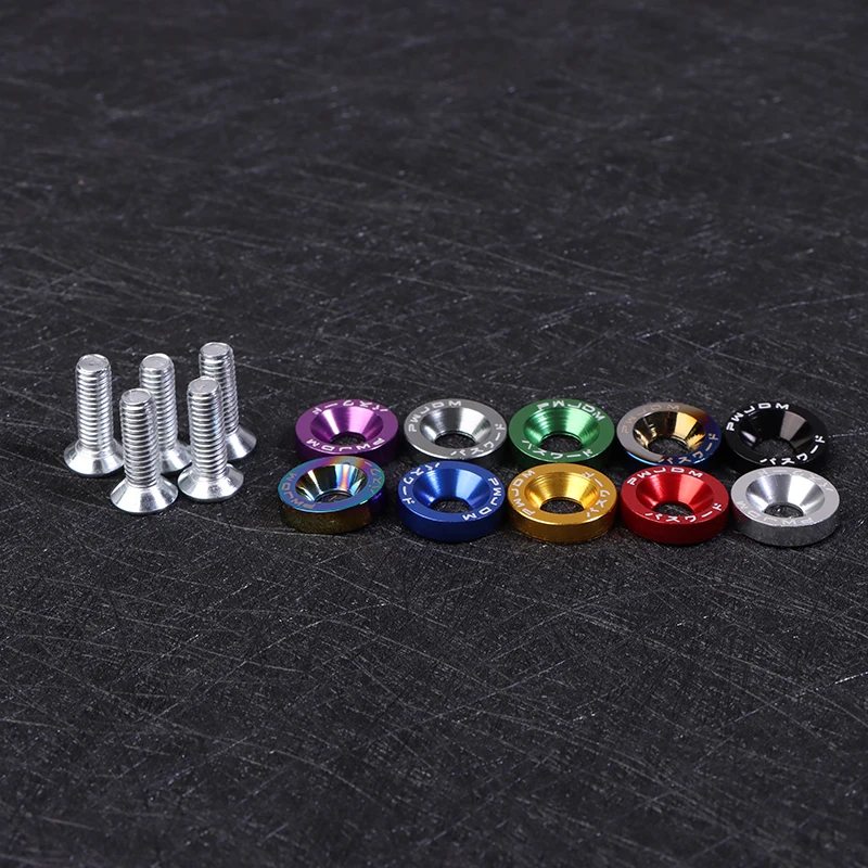 10PCS Universal M6 Car Nuts Bolts JDM Stickers Password Fender Washer License Plate Bolts Car Styling Modification Accessories