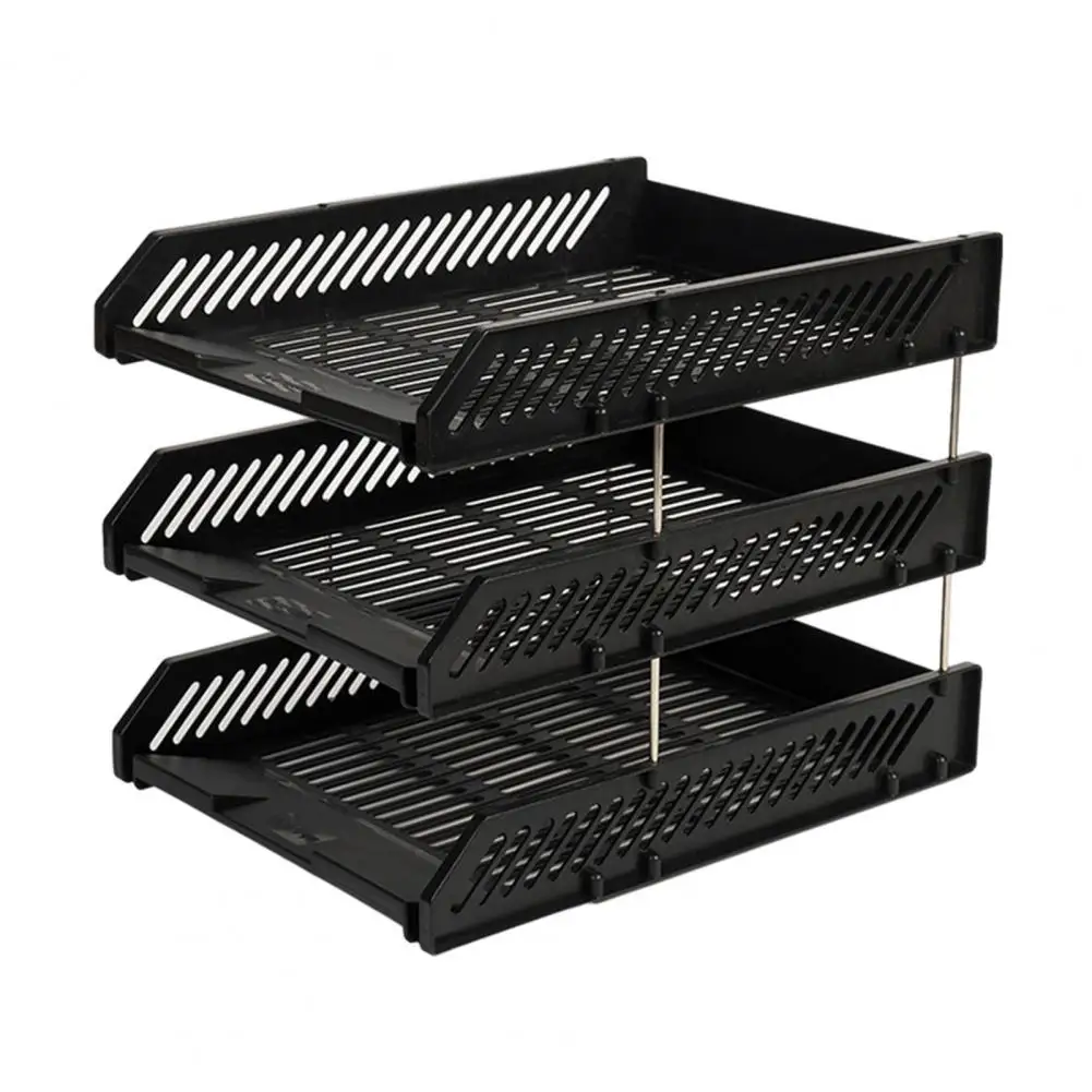 File Box Organizer 3 Tier Stackable Letter Tray Desk Paper Organizer Plastic File Document Storage Rack for Home Office School