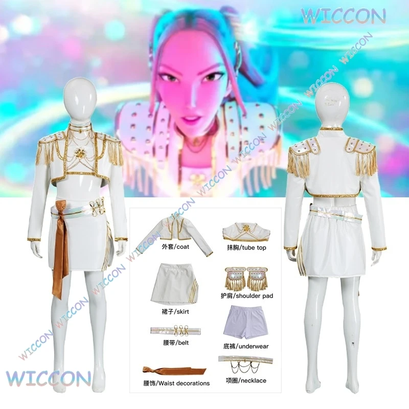 

BAK/Kpop Demon Kids Hunters Huntrix Mira Косплей Костюм Белый Костюм Детский Костюм Для Девочек Идол Одежда Для Ролевых Игр Хэллоуин Карнавальная Вечеринка