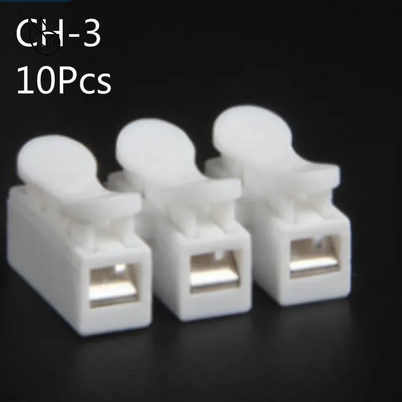 10pcs/lot 3p CH-3 G7 Spring Wire Quick Connector Splice With No Welding No Screws Cable Clamp Terminal 3 Way Easy Fit Led Strip