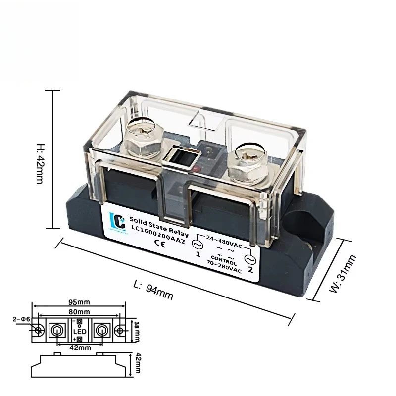 2026 Medium Small Size Industrial DC to AC Heavy High Power SSR 200A 300A 400A Solid State Relay
