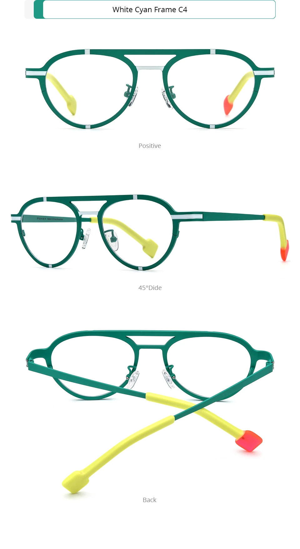 FONEX Reines Titan Brillengestell Damen 2025, neue trendige Mode, Markendesign, Polygon-Brillen, Herren, hochwertige Brillen 85841 – Detail 10