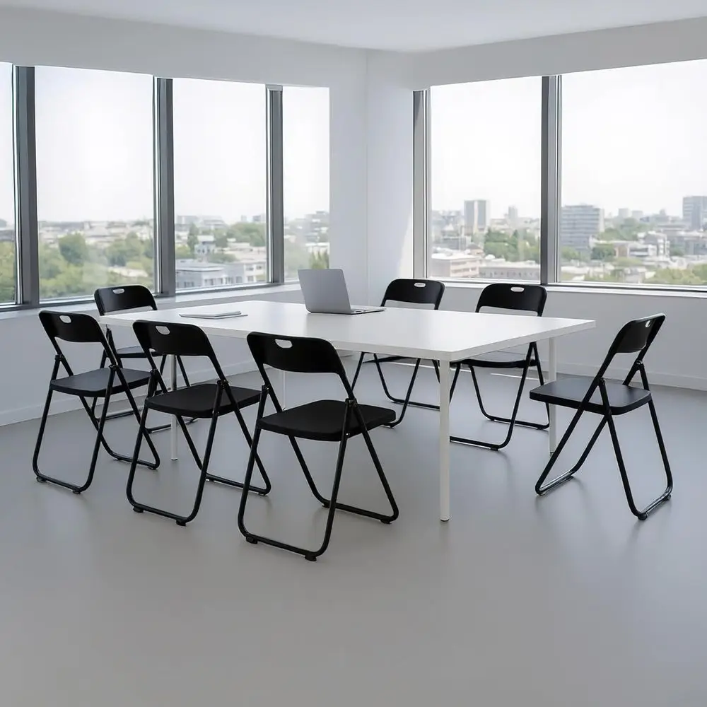 10 Pack Black Plastic Folding Chairs, Indoor Outdoor Portable Stackable Seats for Commercial Home Office Wedding Party Events Ki