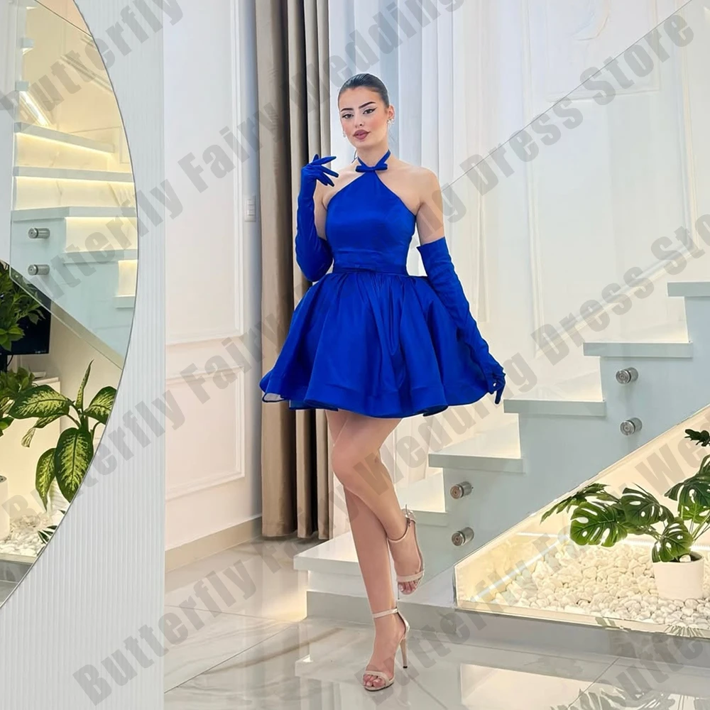 

Sexy Blue Women's Cocktail Party Gowns Gloveless Princess Evening Dresses Formal Beach Prom Dress شارون سعيد Customized 2025 De