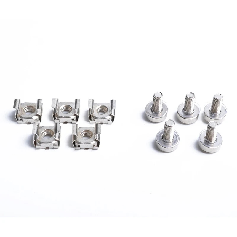 50 Sets M6 Square Hole Cage Nuts with Mounting Screws & Washers - 20mm, for Server Racks & Cabinets
