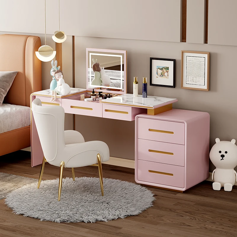 

Dresser bedroom modern simple storage cabinet, integrated solid wood small makeup table master bedroom makeup mirror table