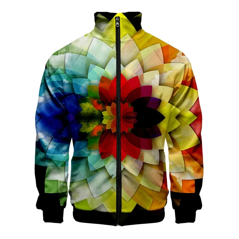 

Full Print Creative Abstract Color Jacket For Men Women Casual Long Sleeve Zipper Jacket Sweatshirt Coat Hombre Ropa