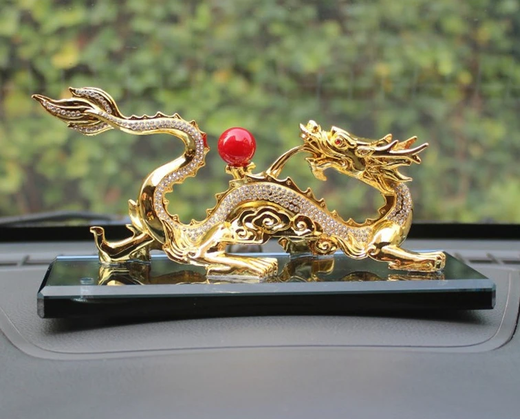 Tradition Dragon Sculpture Decoration Crafts Living Room Fengshui Metal Ornaments Car Countertop Decorations Home Decor