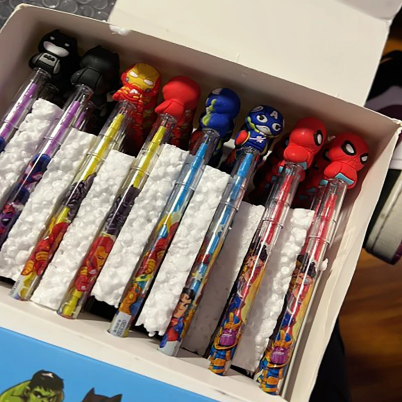 8pcs/56pcs Marvel Avengers Spider-man/captain America Anime Elementary School Students Automatic Pencils Learning Stationery