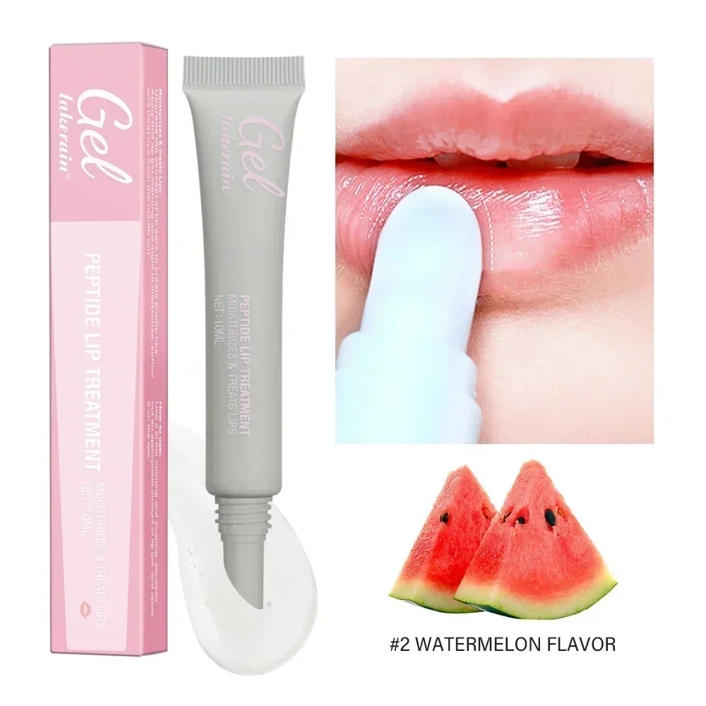 Peptídeo tratamento labial hidratante máscara labial gel para remover pele morta batom base odor de frutas creme labial reparação máscara de cuidados com os lábios 10ml