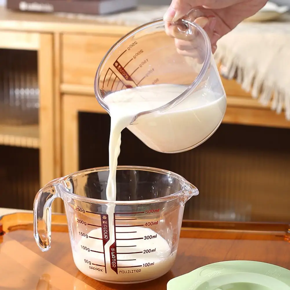 Accurate Measurement Tool Glass Measuring Cup with Handle 500/1000ml Heat-resistant Liquid Measuring Jug Easy-pour Spout Cooking
