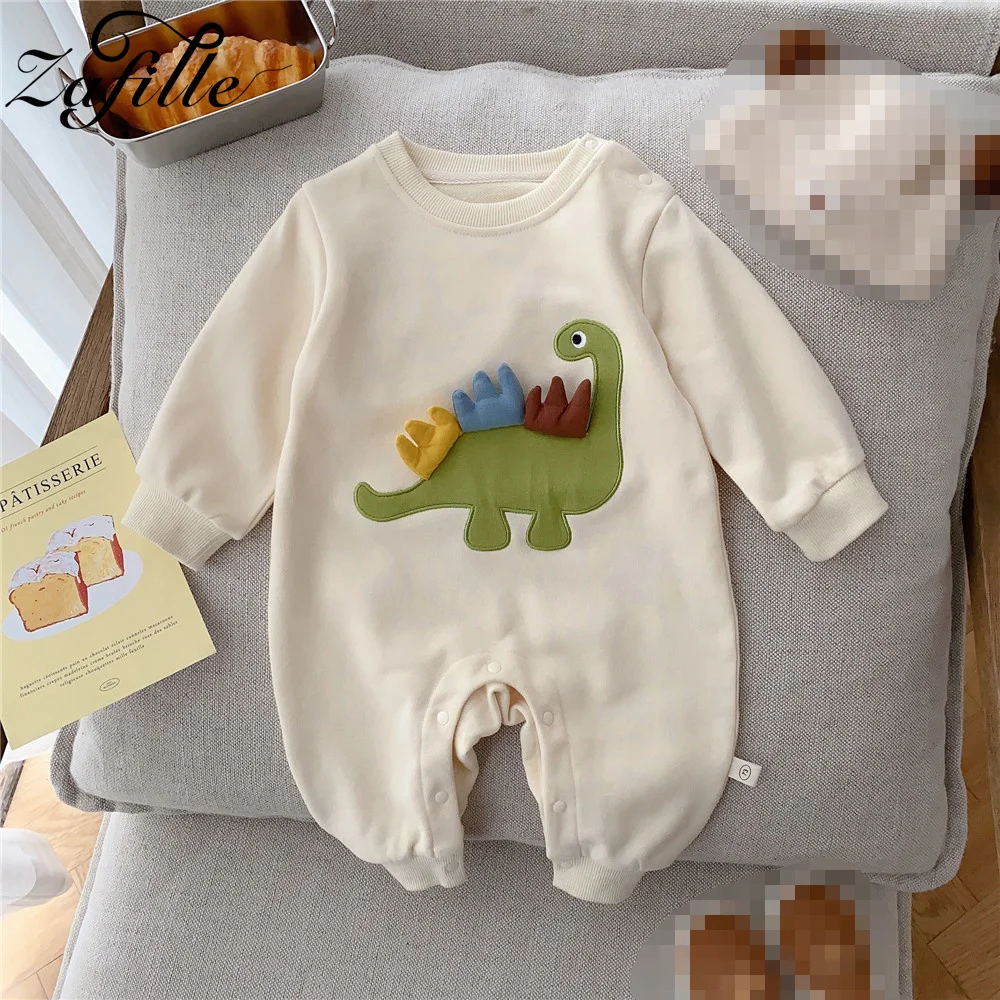 

ZAFILLE 0-18M Newborn Jumpsuits Cute Dinosaur Men's Baby Clothes Long Sleeve Kids Infant Outfits Casual Toddler Boys Rompers