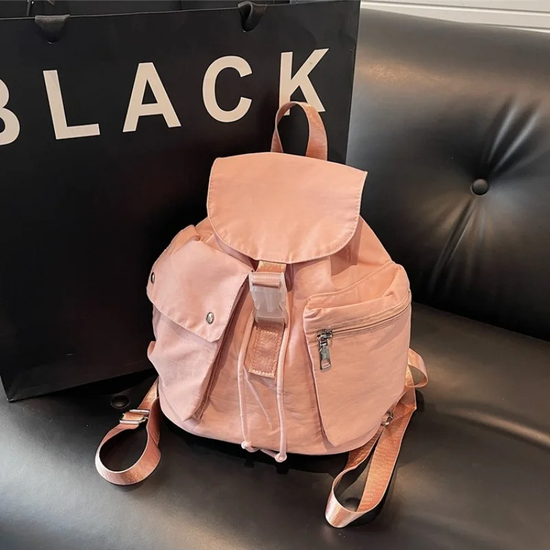 Drawstring Flap Mini Backpack Multi Pockets Casual Small Rucksack Water Resistant Daypack for Women Backpacks Daily Shopp Travel