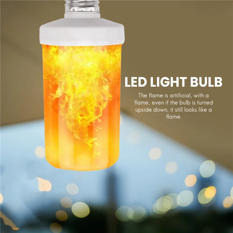 LED Flame Effect Light Bulb E27,Decorative Flickering Realistic Fire Lights Bulb,Festival Decoration Lamp,White-E