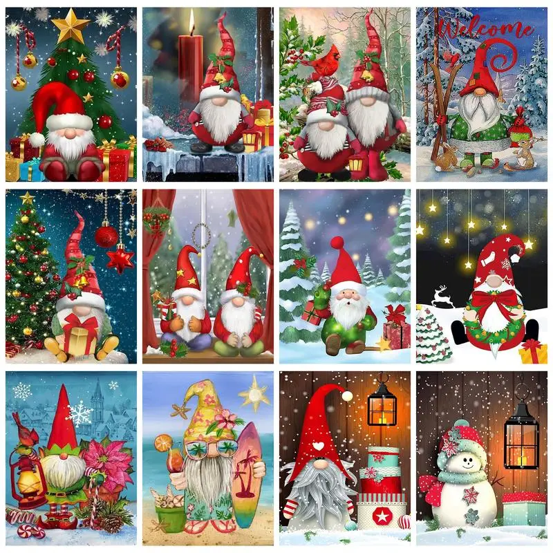 

GATYZTORY Oil Painting By Numbers Handmade Coloring By Numbers Santa Clause Home Decors For Adults Gift Christmas Pictures