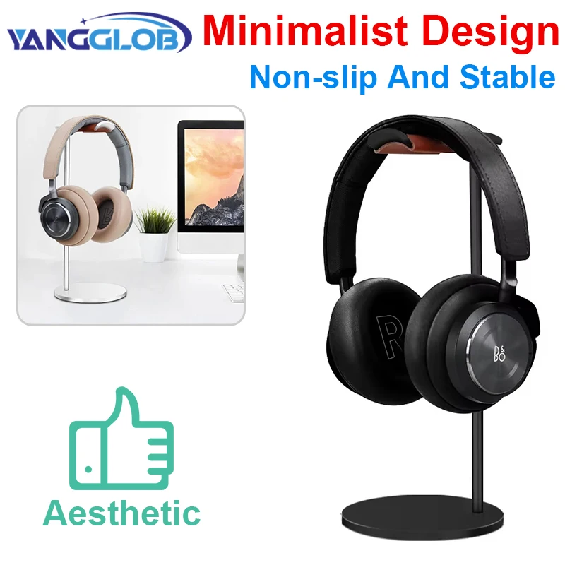 Gebogener Kopfhörerständer aus Aluminium, robuster Metall-Gaming-Headset-Kopfhörerhalter mit solider Basis für die Präsentation von Tischen und Schreibtischen