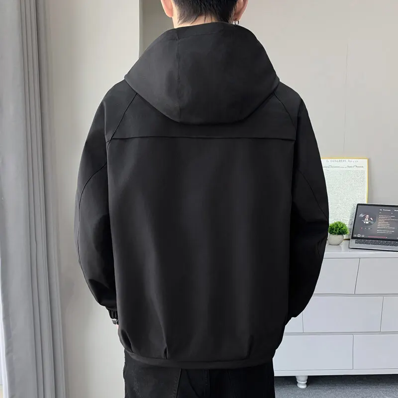 고품질 남성 후드 야외 재킷 2025 봄 가을 솔리드 컬러 루즈 캐주얼 코트 streetwear windproof tops clothing