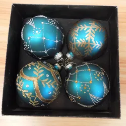 Color Xmas Balls 8CM DIAMETER Mattic Blue Glass Material Christmas Tree Decoration New Year Hotel Supplies Gift 4PCS /PACK