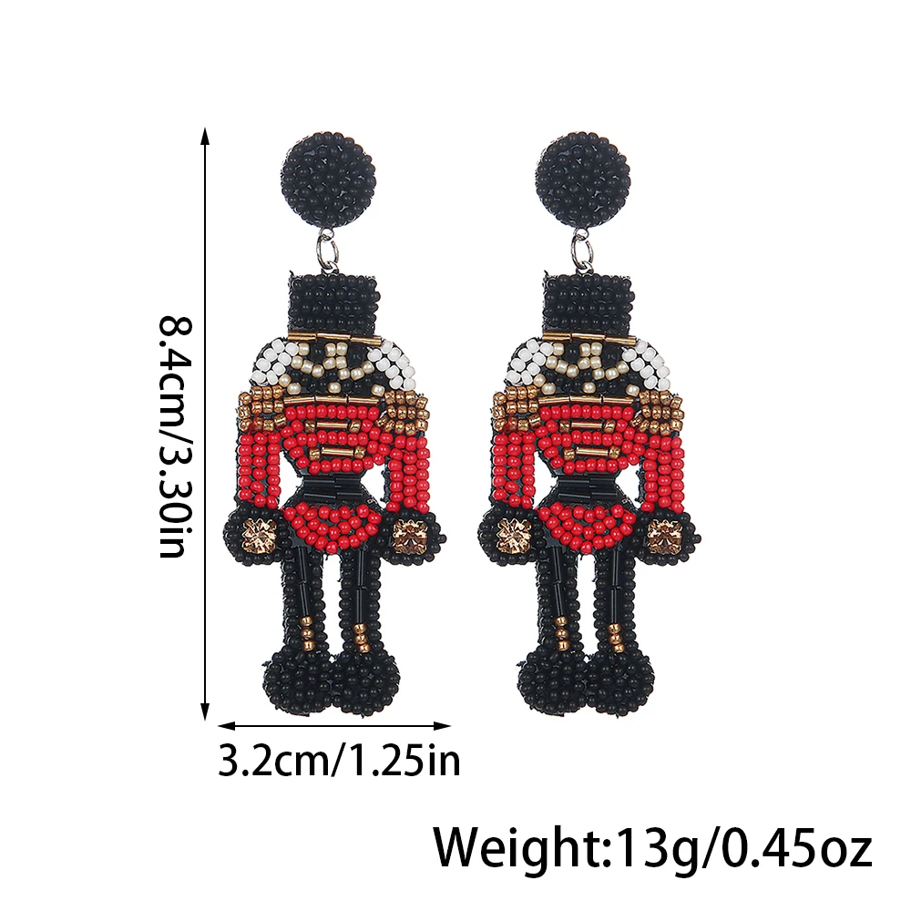 أقراط كسارة البندق مطرزة بالخرز لعيد الميلاد للنساء ، سلسلة مصنوعة يدويًا من الخرز ، أقراط متدلية ، ملابس للمناسبة تحت عنوان ، هدية لعيد الميلاد #2