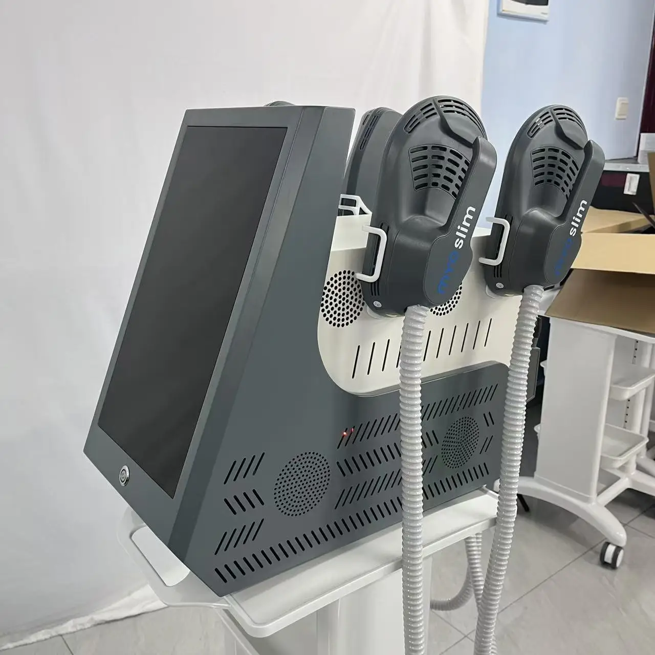 المحمولة EMS MYOslim الكهرومغناطيس مقبض واحد RF التخسيس العضلات تحفيز إزالة الدهون آلة تخسيس الجسم