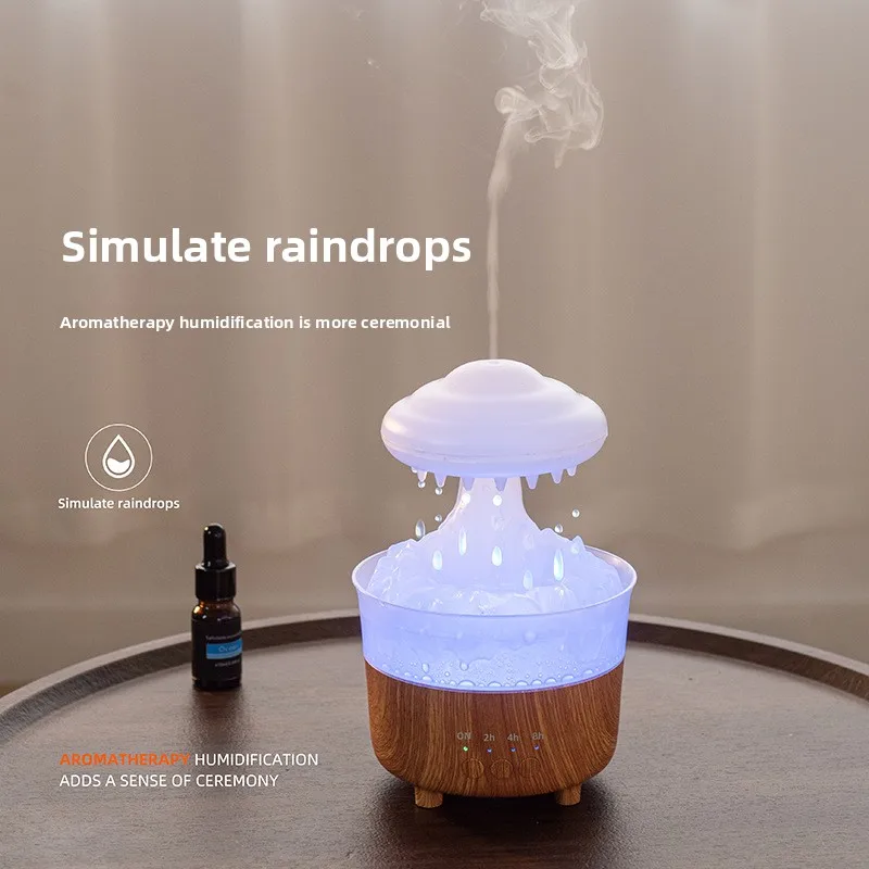 Luci colorate creative Goccia di pioggia Aromaterapia Macchina Desktop Ufficio Aromaterapia Nuvola Pioggia Umidificatore Transfrontaliero