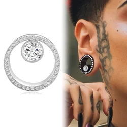 Giga 2PCS With Crystals Plugs Tunnels Stainless Steel 316L Ear Expander Gauges Earlobe Piercing Stretcher Earrings Body Jewelry