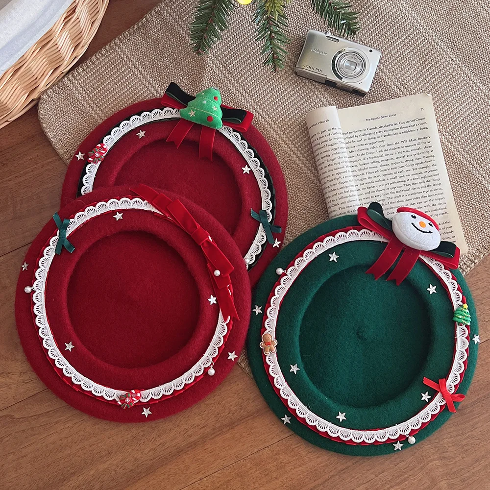 

Autumn and Winter Are Wool Wool Foreign Style Girl Students Versatile Christmas Presents Painter's Hat Sweet and Cute Beret