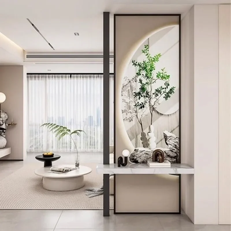 Modern Simple Light Luxury Art Glass Screen Partition Half Wall for Living Room Entrance Door Bedroom Divider