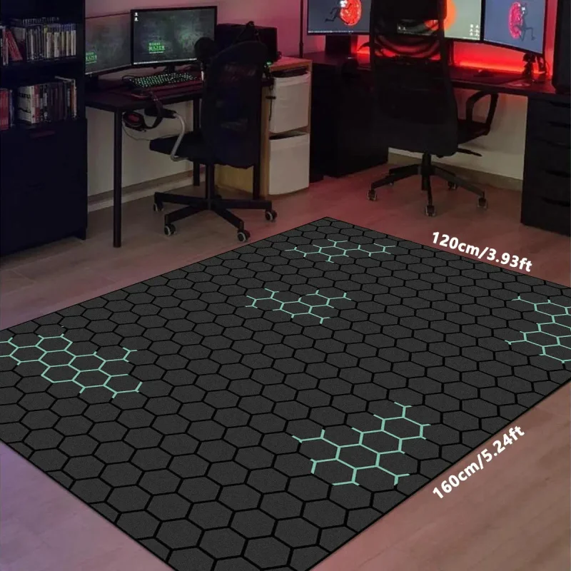 VIKAMA Cyberpunk Honeycomb Gaming Carpet Non Slip Wear Resistant Computer Chair Mat Living Room Home Decoration