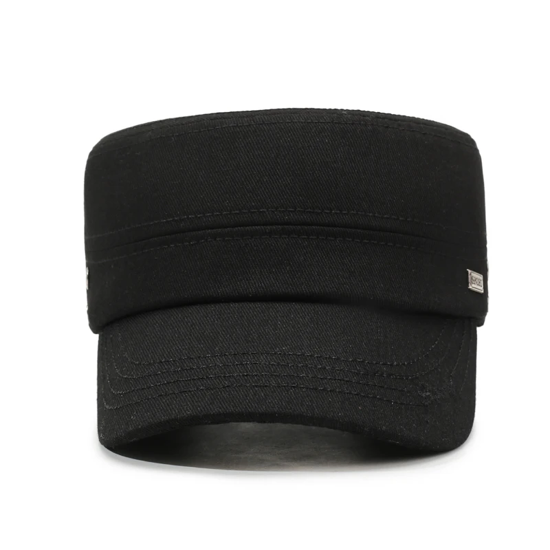 Iron Label SPORT Einfarbige Flat Top Cap – Frühlings- und Herbst-Outdoor-Casual-Sport-Sonnenhut mit bestickter Krempe – Detail 6