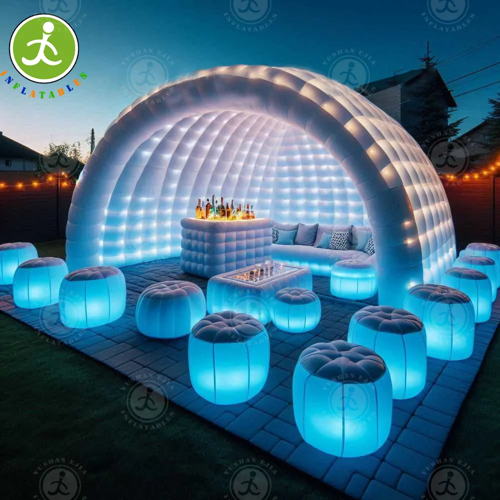 Hot selling outdoor activity exhibition diode light inflatable white dome dome tent igloo cloud tent, factory direct sale, custo