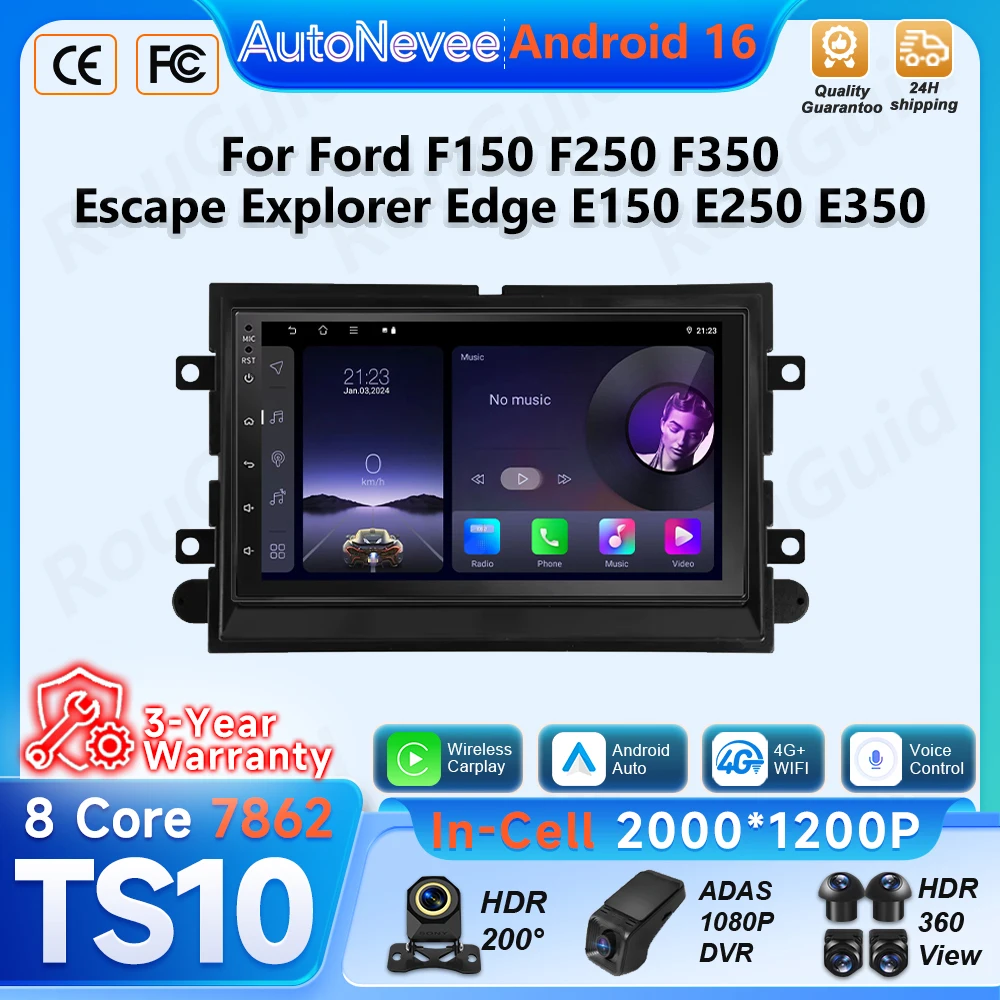 Android Carplay For Ford F150 F250 F350 Escape Explorer Edge E150 E250 E350 Car Radio Multimedia Player Navigation Video BT RSD