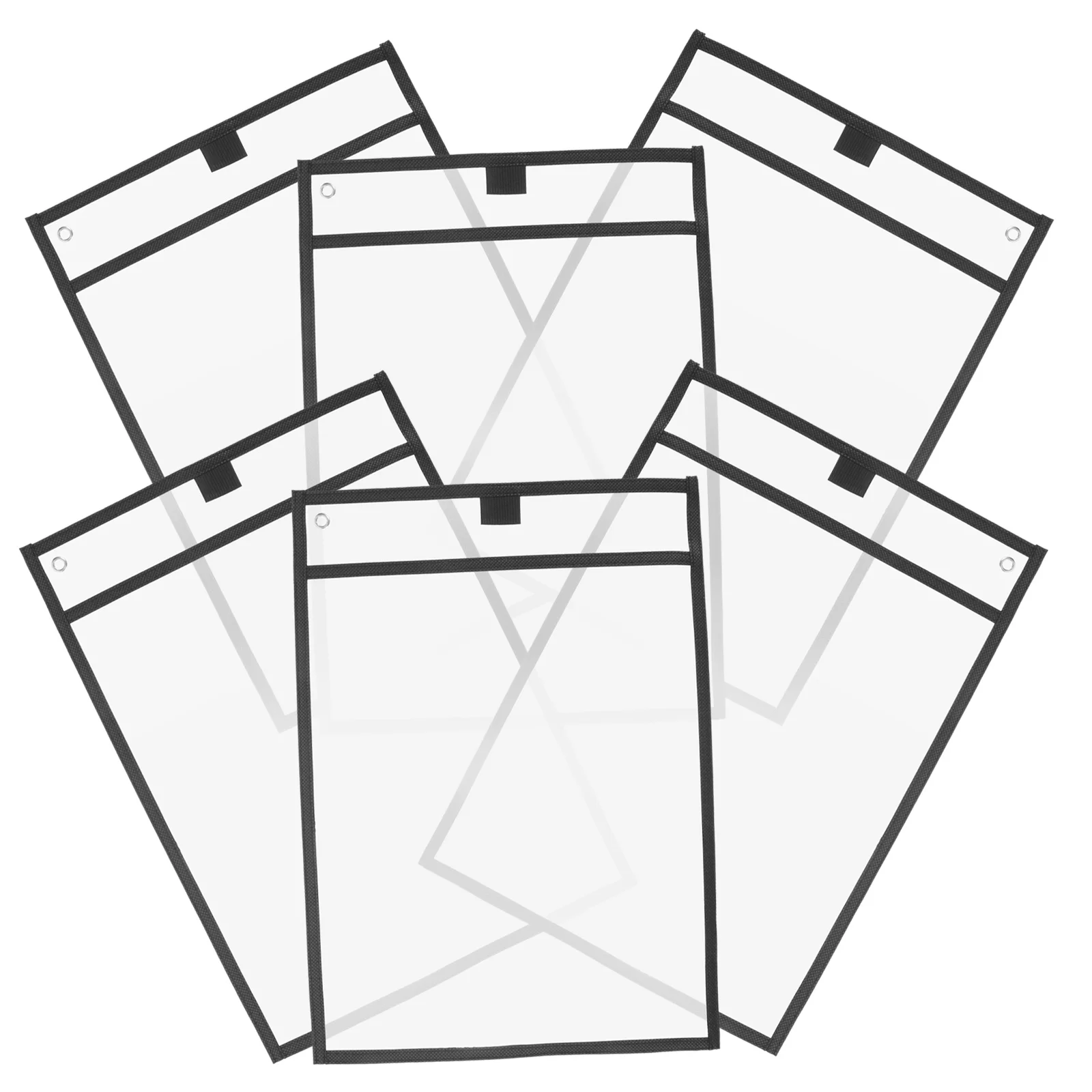 6 pçs claro reutilizável pvc seco apagar bolsos mangas grandes marcador titular para sala de aula escola escritório material de ensino