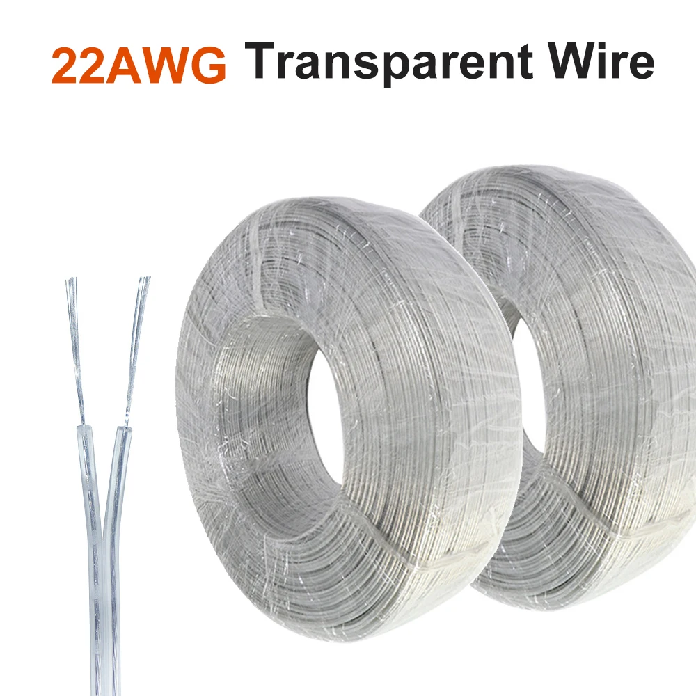 1m-80m 22AWG LED Neon Light Welding Electric Wire 2Pin Audio LED Lighting Electronic Toy DC Power Transparent Parallel Cable