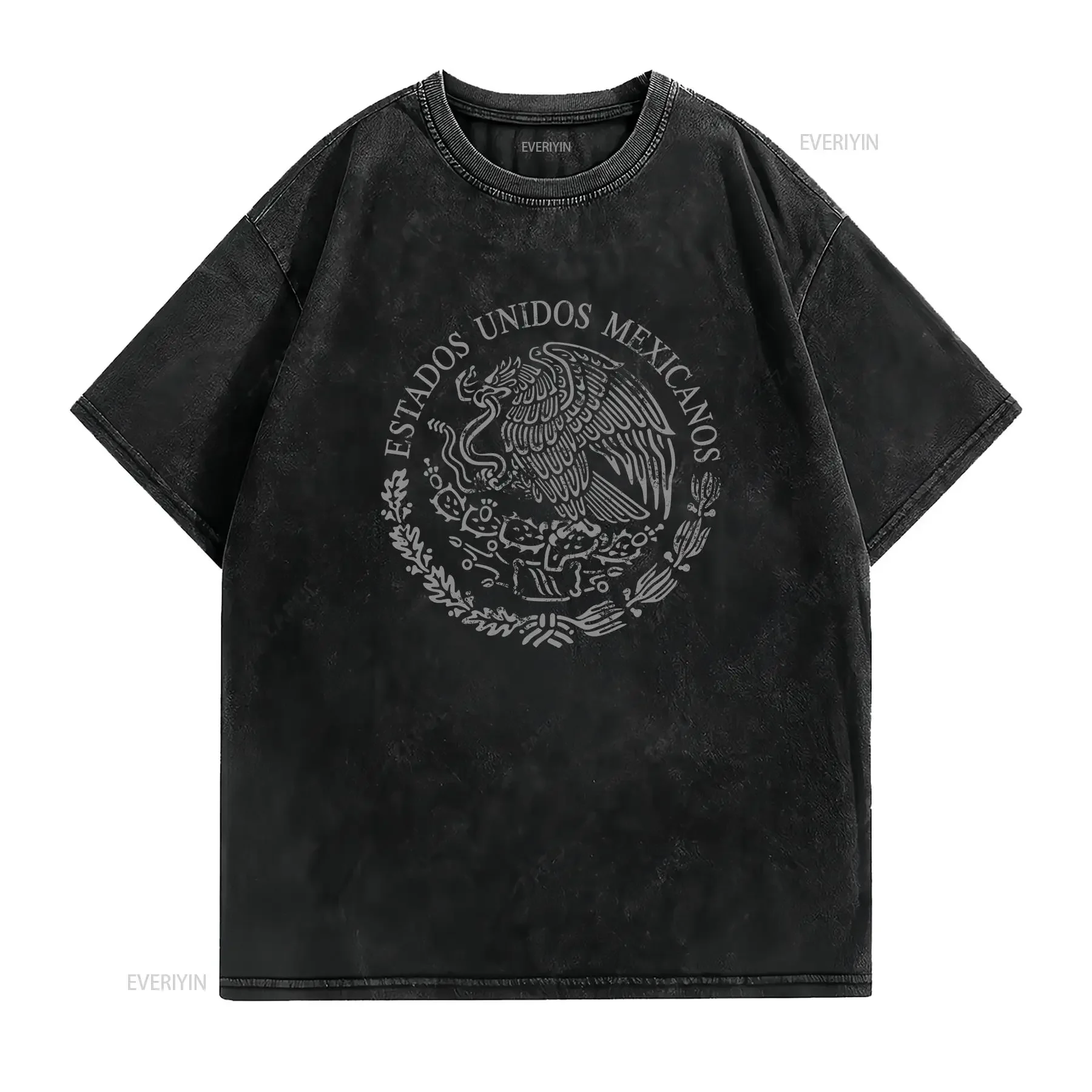 Mexico Coat of Arms T Shirt Playera Con Escudo Nacional De vintage Washed Versatile Top For Everyday Wear fashion graphic