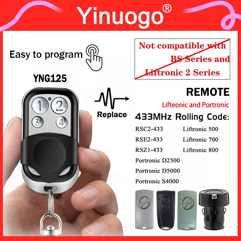 

For RSC2 RSE2 433 Gate Remote Control 433MHz Rolling Code RSE2-433 RSC2-433 Garage Door Remote Control Hand Transmitter
