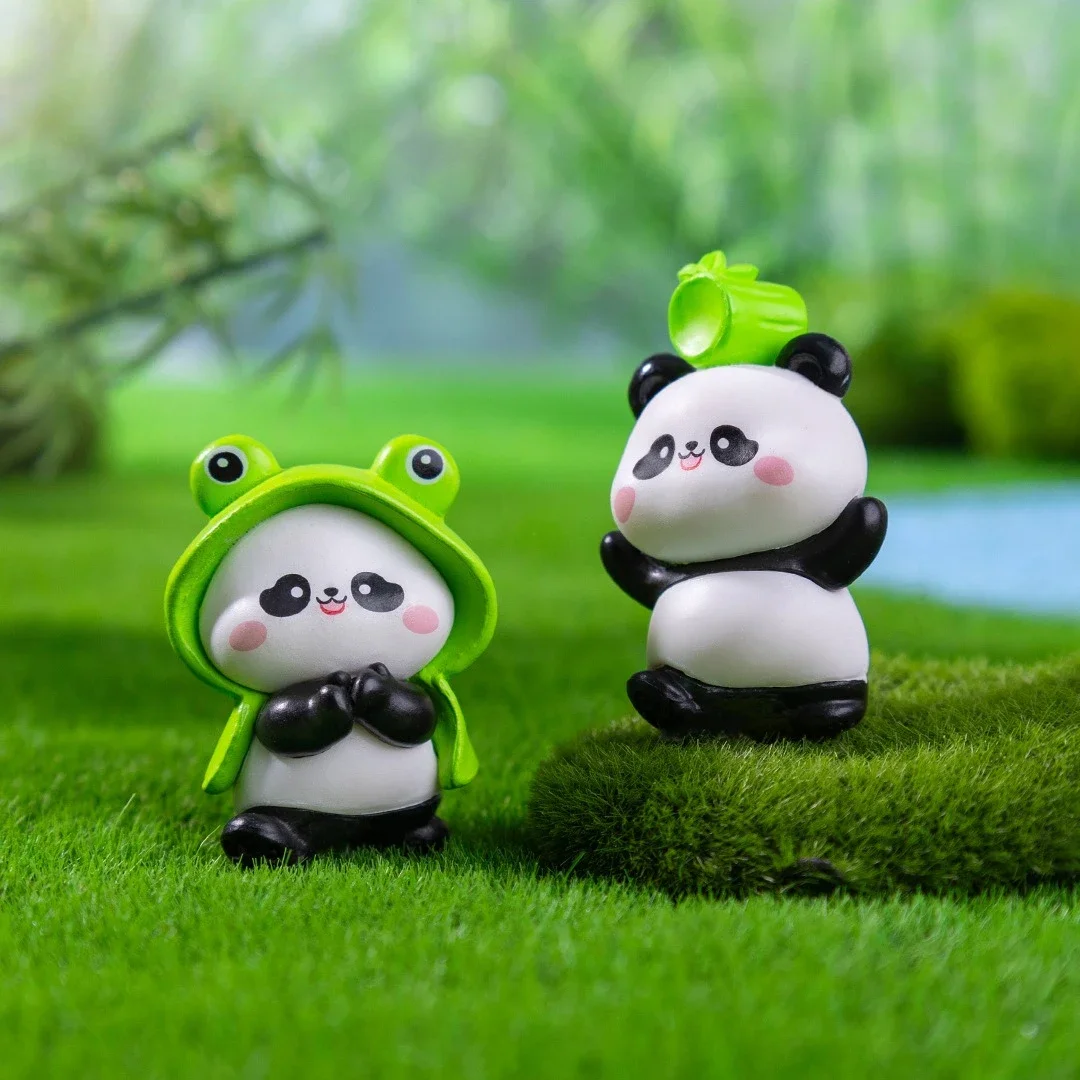 6 قطعة راتينج لطيف الباندا الصغيرة تمثال Kawaii اكسسوارات ديكورات منزلية مكتب حديقة ديكور المنزل الحيوان الحلي الاطفال لعبة الهدايا #4