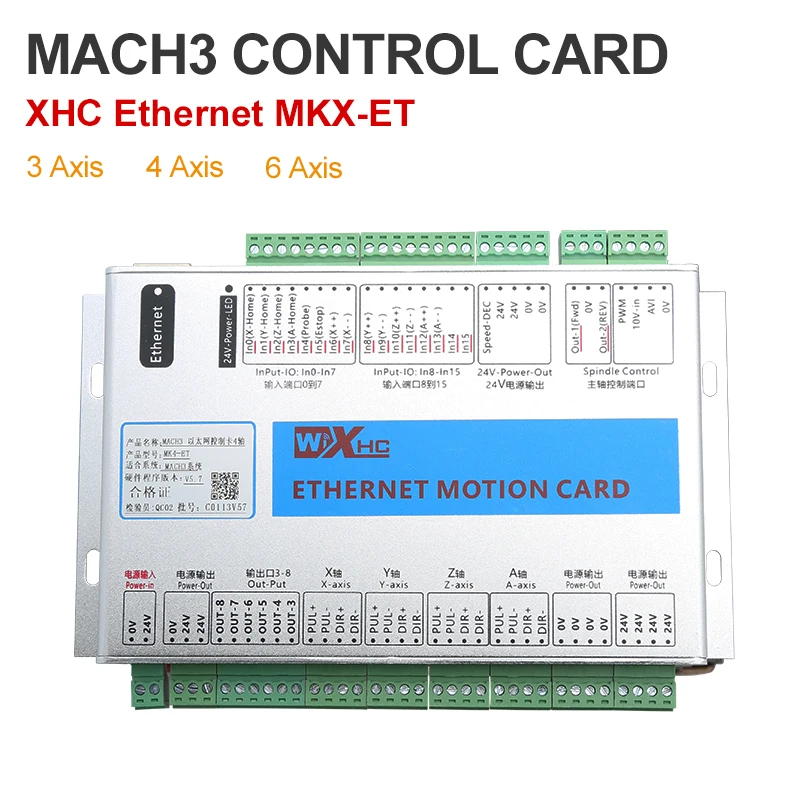 

XHC MKX-ET Ethernet Mach3 CNC Controller 3 4 6 Axis Motion Control Card Support CNC Lathe Engraving Machine