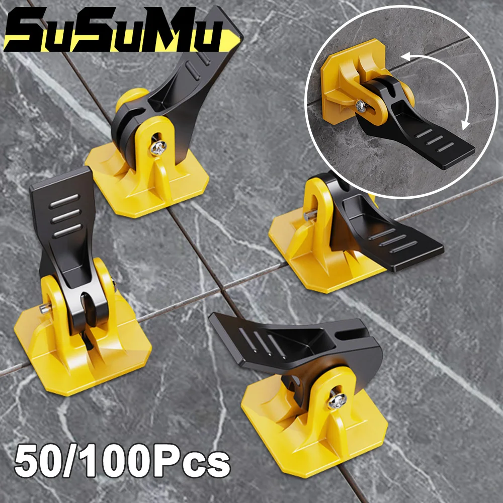 50/100Pcs Floor Tile Leveling System Clips Ceramic Tile Leveling Adjuster Kit for Tile Laying Fixing Wall Construction Tools