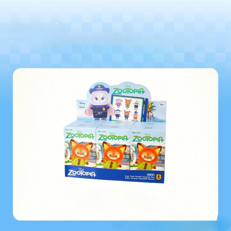 Caja ciega de la serie de vinilo MINISO Zootopia, bonito personaje de dibujos animados, bolsa de felpa de vinilo, colgante, muñeca de juguete, caja misteriosa de regalo