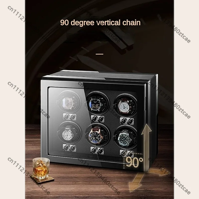 Wooden Automatic Watch Winder Box 9 Slots LED Shaker Luxury Storage Organizer Rotating Display Case