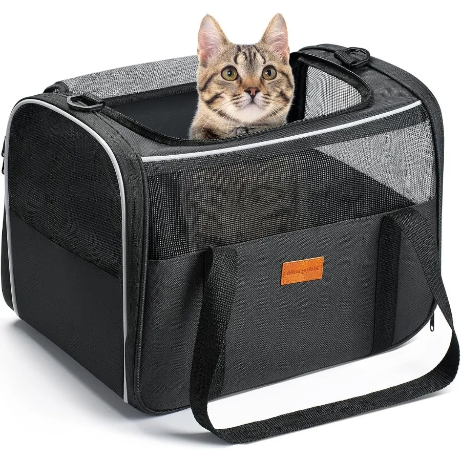 

Cat Carrier Soft Portable Pet Carrier for Small or Medium Cats Dogs and Puppy up to 14lbs Airline Approved Dog Carrier with Saf