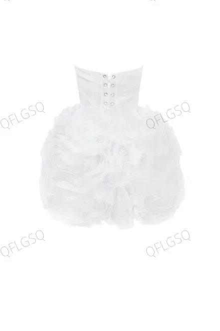 Chic floral tubo vestidos curto feminino vestido formal branco moda mini comprimento novo projetado em camadas vestidos de baile extra inchado