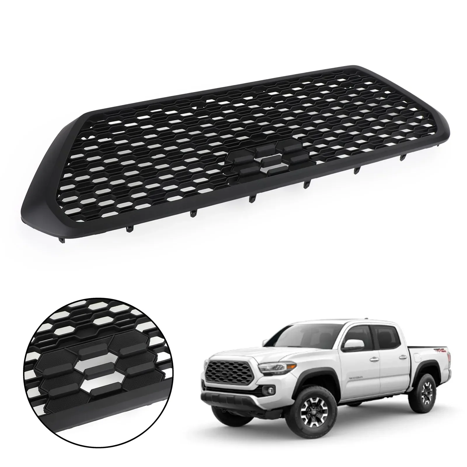 

Areyourshop Matte Black Front Bumper Hood Grill Grille For Tacoma 2016 2017 2018 2019 2021 2021 TRD PRO With Letter custom